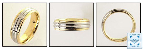 7MM TWO TONE 14K GOLD MENS WEDDING BAND