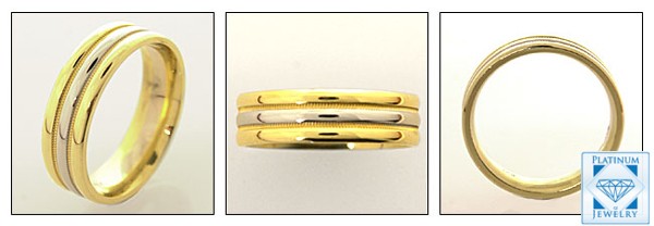 Comfort fit  two tone wedding band 