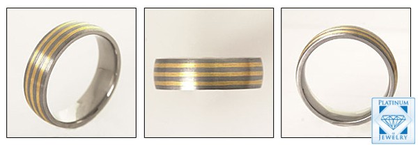 7mm two tone Striped wedding band for men
