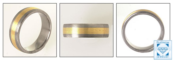 Titanium and gold wedding band for men