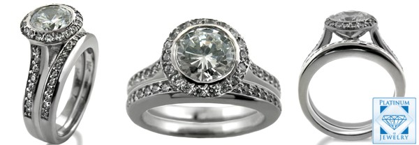Platinum engagement ring set with round cz 