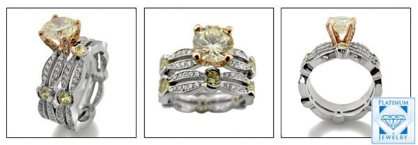 TOW TONE 14K GOLD RINGS WITH diamond quality cz
