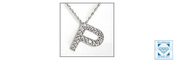 "P" initial Pendant in white gold