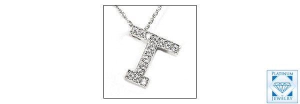 WHITE GOLD INITIAL T PENDANT