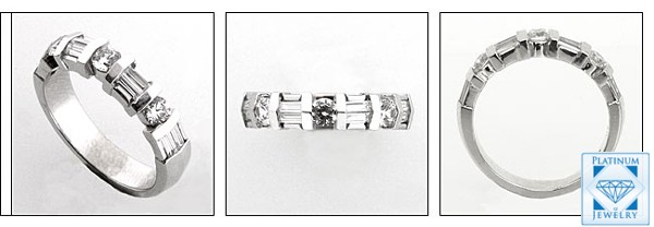 ROUND AND BAGUETTE CZ WEDDING BAND A5184
