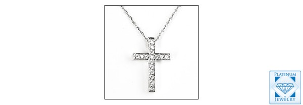 WHITE GOLD CROSS WITH CUBIC ZIRCONIA 