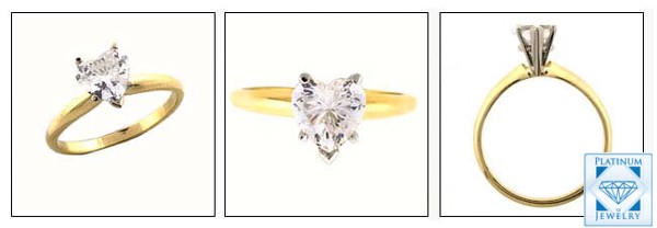 0.25 CT HEART SHAPED CUBIC ZIRCONIA YELLOW GOLD SOLITAIRE
