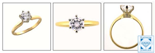 0.75 AAA high quality round Cubic Zirconia 6 prong Tiffany solitaire in Yellow gold