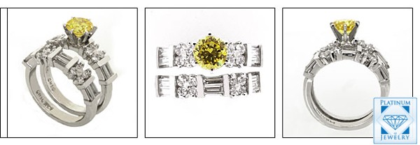 CANARY ROUND CUBIC ZIRCONIA ENGAGEMENT RING SET