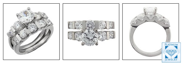 High Quality 1.25 carat Round CZ in Platinum engagement ring set