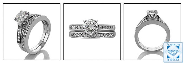 High Quality 1.0 carat Round cz engagement ring set 