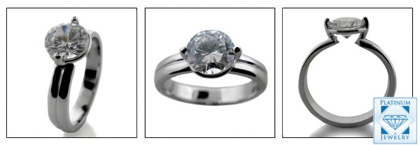 1.75 AAA HIGH QUALITY ROUND CZ PLATINUM SOLITAIRE RING 