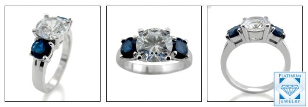 Cubic zirconia sapphire and diamond ring 