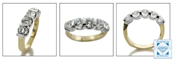 5 STONE ROUND CZ CHANNEL TWO TONE ANNIVERSARY BAND