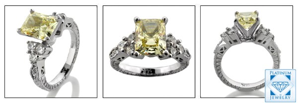 Radiant Canary 2 Ct. 4 Prong Platinum Ring