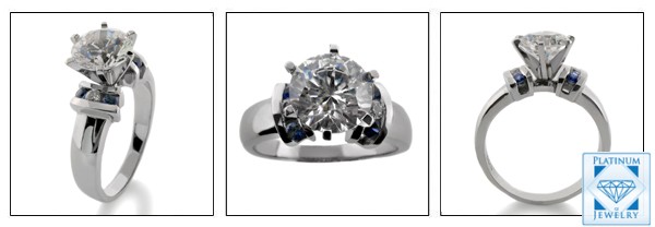 Diamond Simulant  2 CARAT round platinum engagement ring
