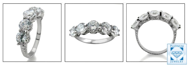 5 Stone cz ring with engraving