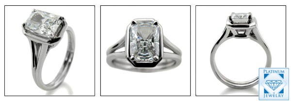 AAA HIGH QUALITY 1.5 RADIANT CUT CZ SOLITAIRE PLATINUM RING