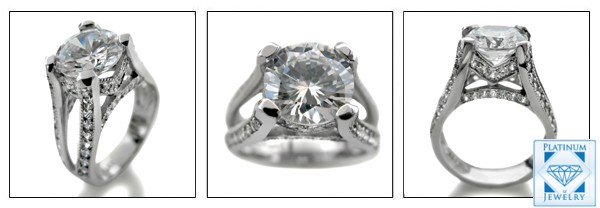 High quality round 2.5 carat cz platinum  engagement ring