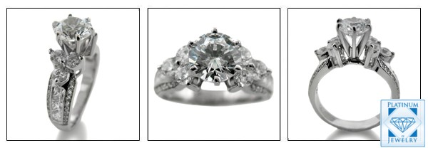 High quality 1.25 Round cz platinum Engagement ring