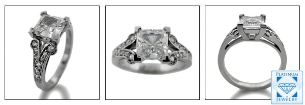 Princess cz 1.25 center Platinum engagement ring
