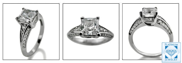 Princess Cut Cubic Zirconia 1.0 Carat Engagement Ring in Platinum