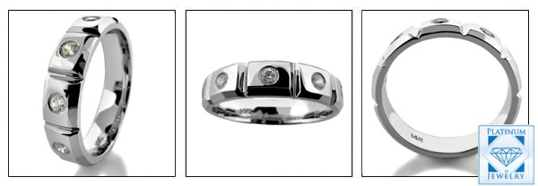 ROUND AAA HIGH QUALITY CZ BEZELED PLATINUM BAND FOR MEN