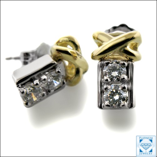 Tiffany style two tone earrings