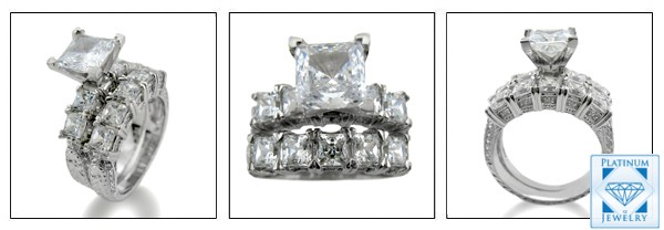 High quality princess cz ring set
