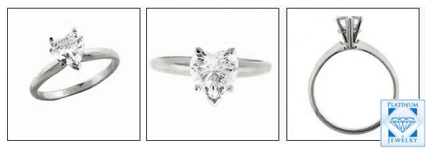 SOLID PLATINUM 1.5 CT. HEART CZ SOLITAIRE RING
