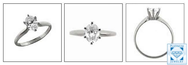 1.5 ct. Oval CZ Platinum Solitaire Tiffany Ring