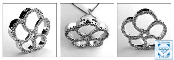 FLOWER LIKE WHITE GOLD PENDANT WITH PAVE SET CZ