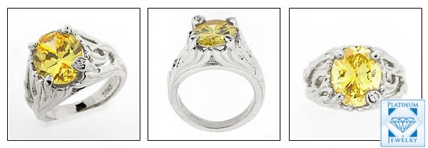 5 CARAT YELLOW CANARY OVAL CZ ANNIVERSARY RING