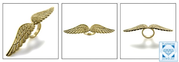HAND MADE WING RING IN 14k YELLOW GOLD