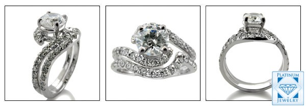 1 carat round cz engagement ring set