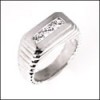 MENS RING WITH GROOVES AND CHANNEL SET STONES