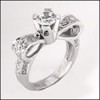 BOW STYLE ENGAGEMENT RING / ROUND CUBIC ZIRCONIA