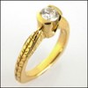 HALF CARAT ROUND SOLITAIRE CZ YELLOW GOLD ENGRAVED RING