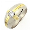 MENS TWO TONE  WEDDING BAND WITH CUBIC ZIRCONIA