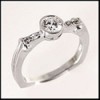 CUTE BEZEL SET CZ RING IN SOLID WHITE GOLD