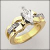TWO TONE CATHEDRAL STYLE RING /1 CARAT MARQUISE CENTER