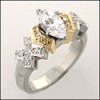 TWO TONE GOLD WITH 1 CARAT CZ MARQUISE