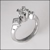 High Quality 3 Stone Cubic Zirconia Ring/ 14k white gold