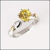 PLATINUM AND YELLOW GOLD  CANARY CUBIC ZIRCONIA RING