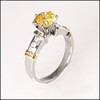 1 Ct. Canary Round CZ Engagement Ring/ Two Tone