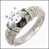 ROUND CZ 1 CT. CENTER STONE  4 PRONG WHITE GOLD RING