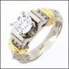 TWO TONE GOLD ENGAGEMENT RING/ 1 CT. ROUND CZ