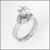 Cathedral Style CUBIC ZIRCONIA 1CT. CENTER ENGAGEMENT RING