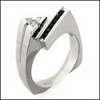 RIGHT HAND  CHANNEL SET CUBIC ZIRCONIA WHITE GOLD RING