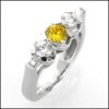 CANARY ROUND AND BAGUETTE CZ BEZEL CHANNEL RING